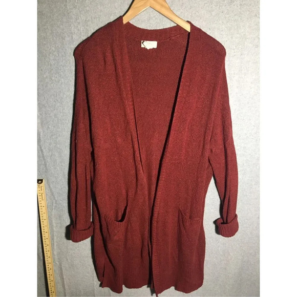 Womens Kaisley Cardigan Long Line Dark Red Layering Business Work Career Casual - Picture 1 of 8